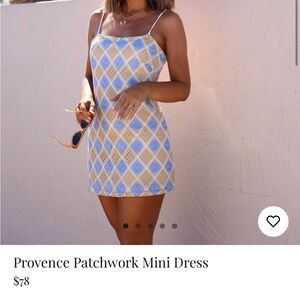 Patchwork Mini Dress - Blue and White